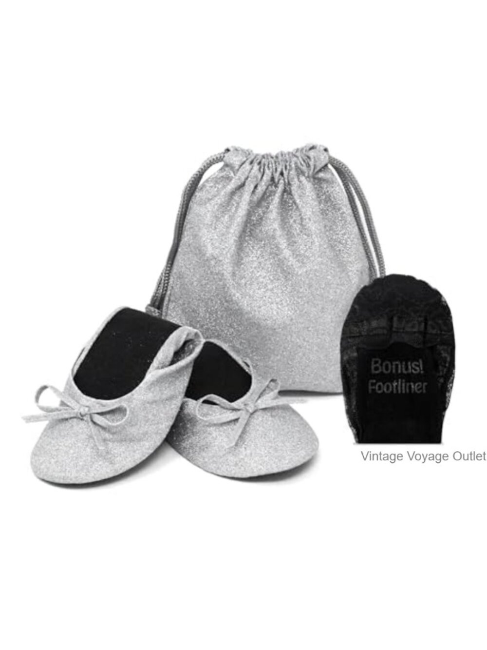 Foldable Glitter Ballet Flats for Women, Sparkly Wedding & Event Shoes with
